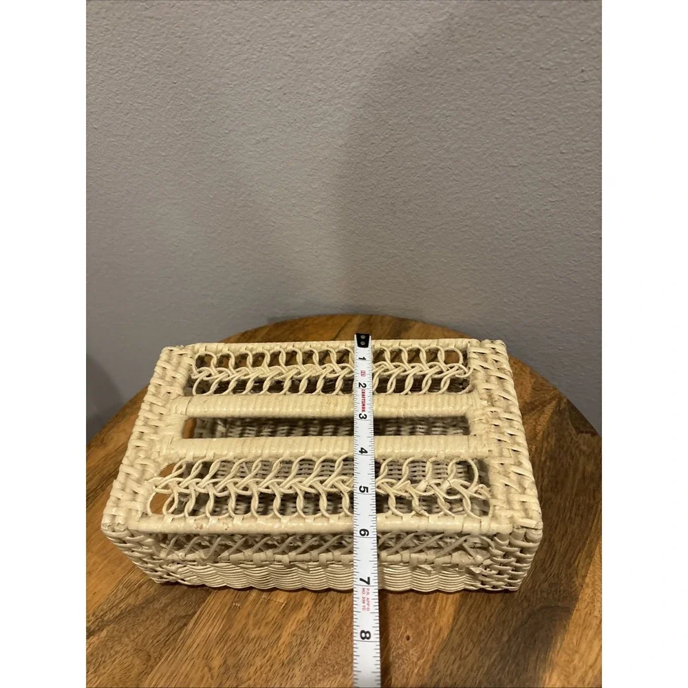 Vintage Rattan Wicker Tissue Box Cover Holder Rectangle Vanity Cottage Core‎